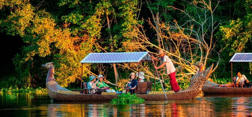 Angkor Bike tour & Gondola Sunset Boat - Sunset Finish by Canal: Gondola-Style Ride on a Dragon Boat