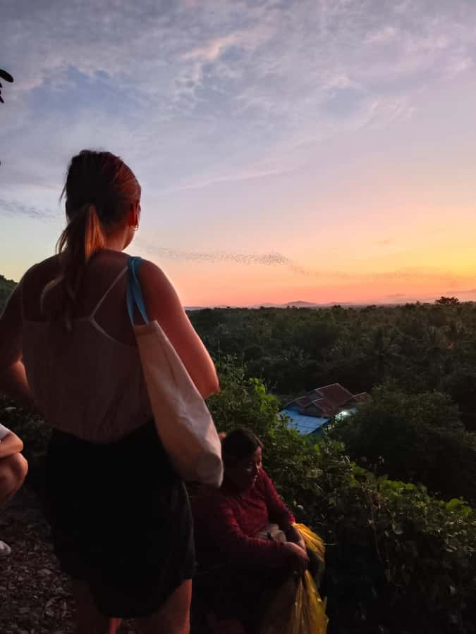 Battambang family tuktuk tour BambooTrain/Wat Banan/Bat cave - Wat Banan Temple and the mountain approach: views without the full climb