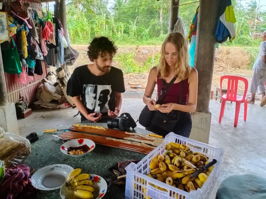 Handicraft tour/rice paper,/rice wine/bat cave Sun Set - Ek Phnom temple and quick village-route stops
