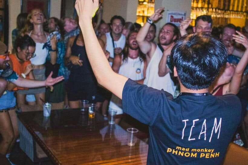 Phnom Penh Pub Crawl with Free Mad Monkey Singlet - Entering Phnom Penh nightlife at 7:00 PM with Mad Monkey