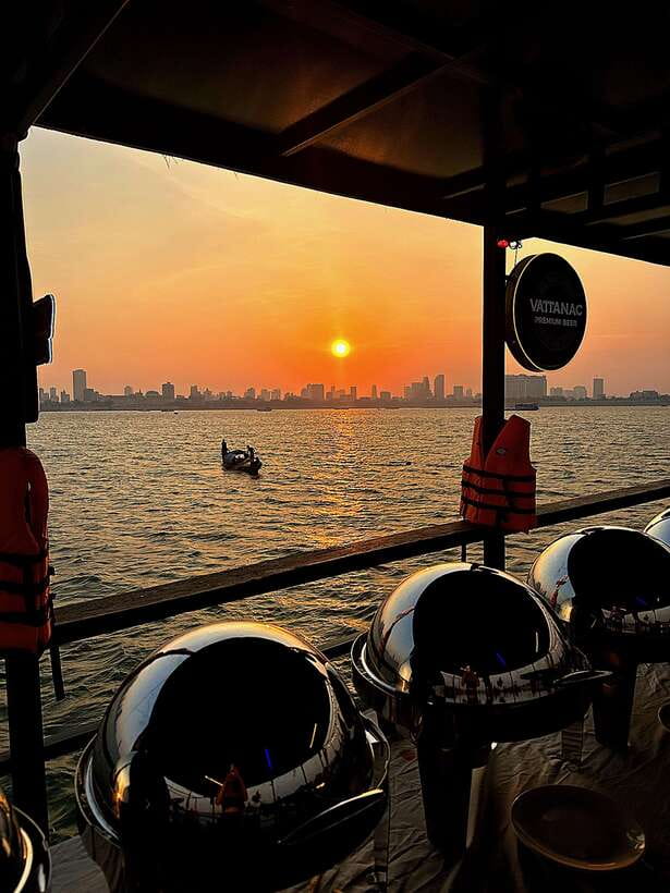 Sunset Cruise-Unlimited Beers-Sodas-BBQ buffet-Fruit platter - Returning to Phnom Penh: no drop-off means plan your ride